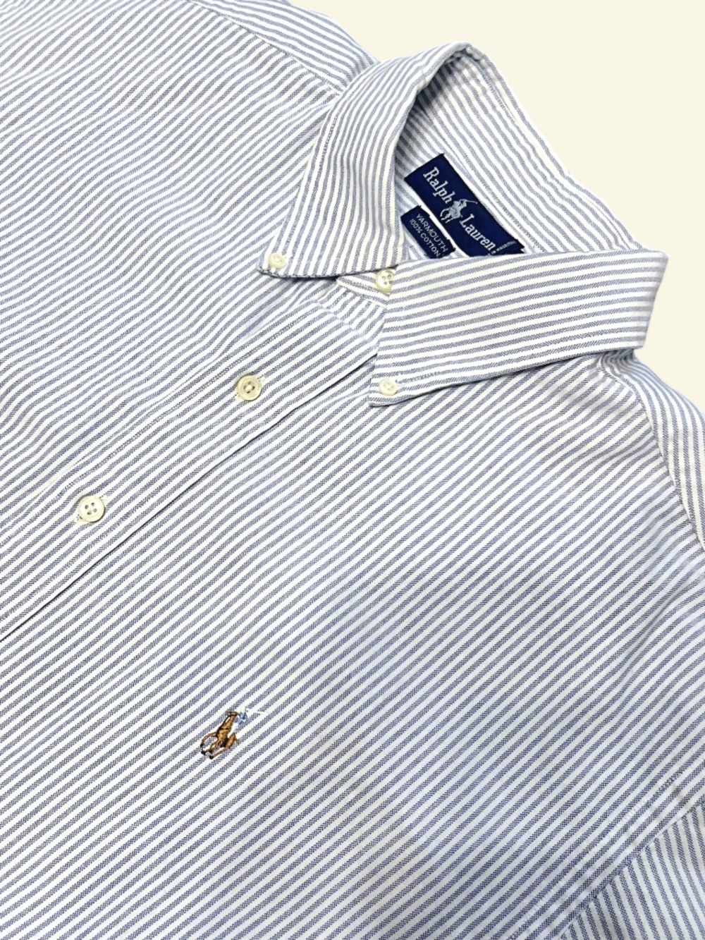 Vintage Ralph Lauren Yarmouth Oxford Button Down Shirt 17-34 Flesh Pony Preppy